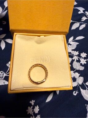 Fendi Gold Braided Logo Band Ring